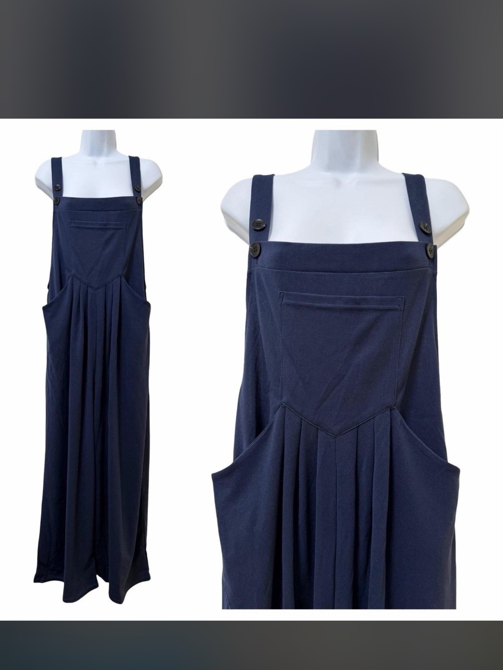 HALARA Navy Sleeveless Pinafore Jumpsuit
